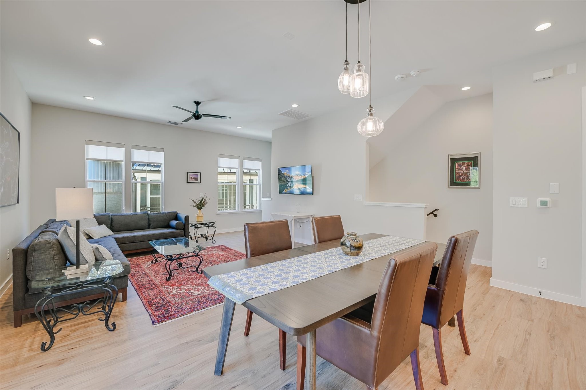3809 Valley View Road, Unit 7 Austin, TX 78704 - Photo 8 of 21 Dining space with ceiling fan and light hardwood / wood-style flooring