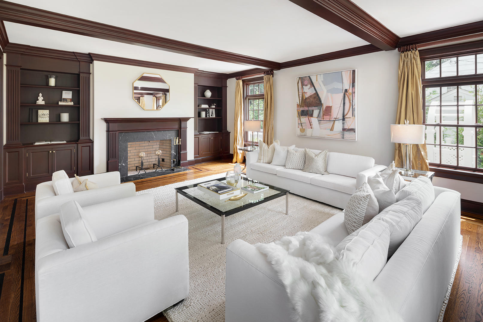 21 Briar Brae Road Darien, CT 06820 - Photo 8 of 35 a living room with furniture and a fireplace