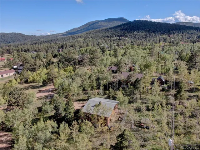 a view of a city with mountains in the background