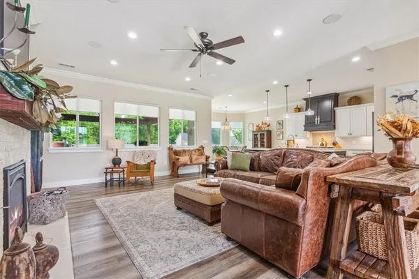 a kitchen with lots of counter top space