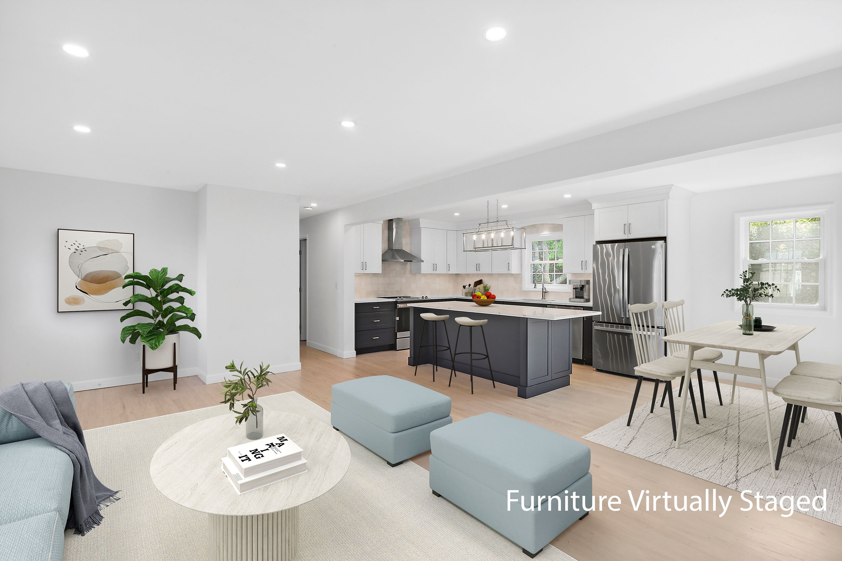 6 Whiting Road East Quogue, NY 11942 - Photo 3 of 18 a living room with furniture kitchen and a table