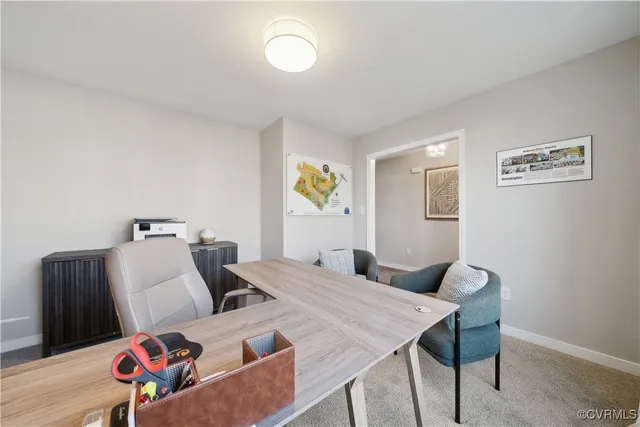 a bed room with a bed and furniture