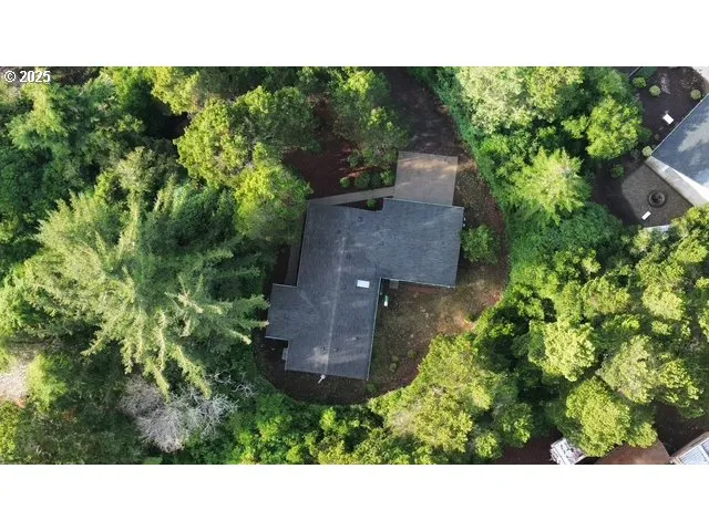 an aerial view of a house