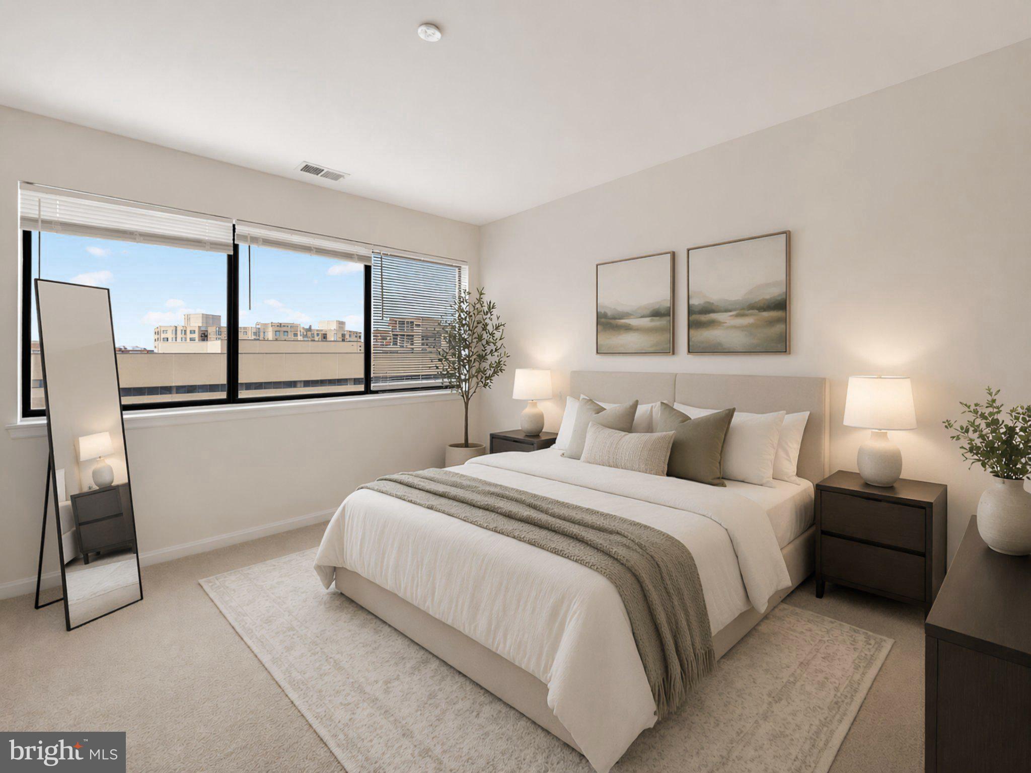 1301 North Courthouse Road, Unit 1803 Arlington, VA 22201 - Photo 6 of 35 Serene bedroom with city views. Virtually staged.