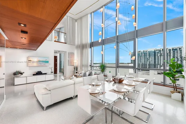 a large living room with furniture