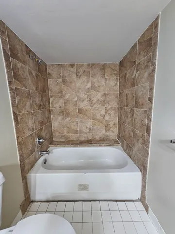 a bathroom with a bathtub