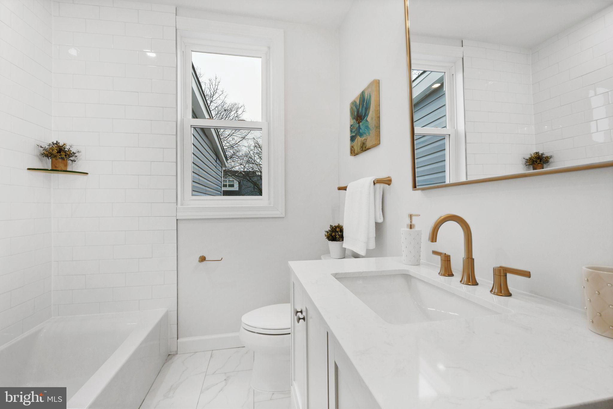 3009 20th Street Northeast Washington, DC 20018 - Photo 13 of 24 a bathroom with a sink a toilet and shower