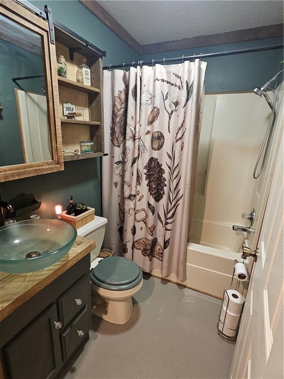 131 Chestatee Spgs Ridge Dahlonega, GA 30533 - Photo 23 of 51 a bathroom with a granite countertop sink toilet and shower