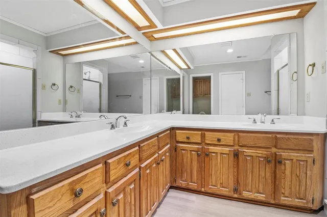 a bathroom with a bathtub