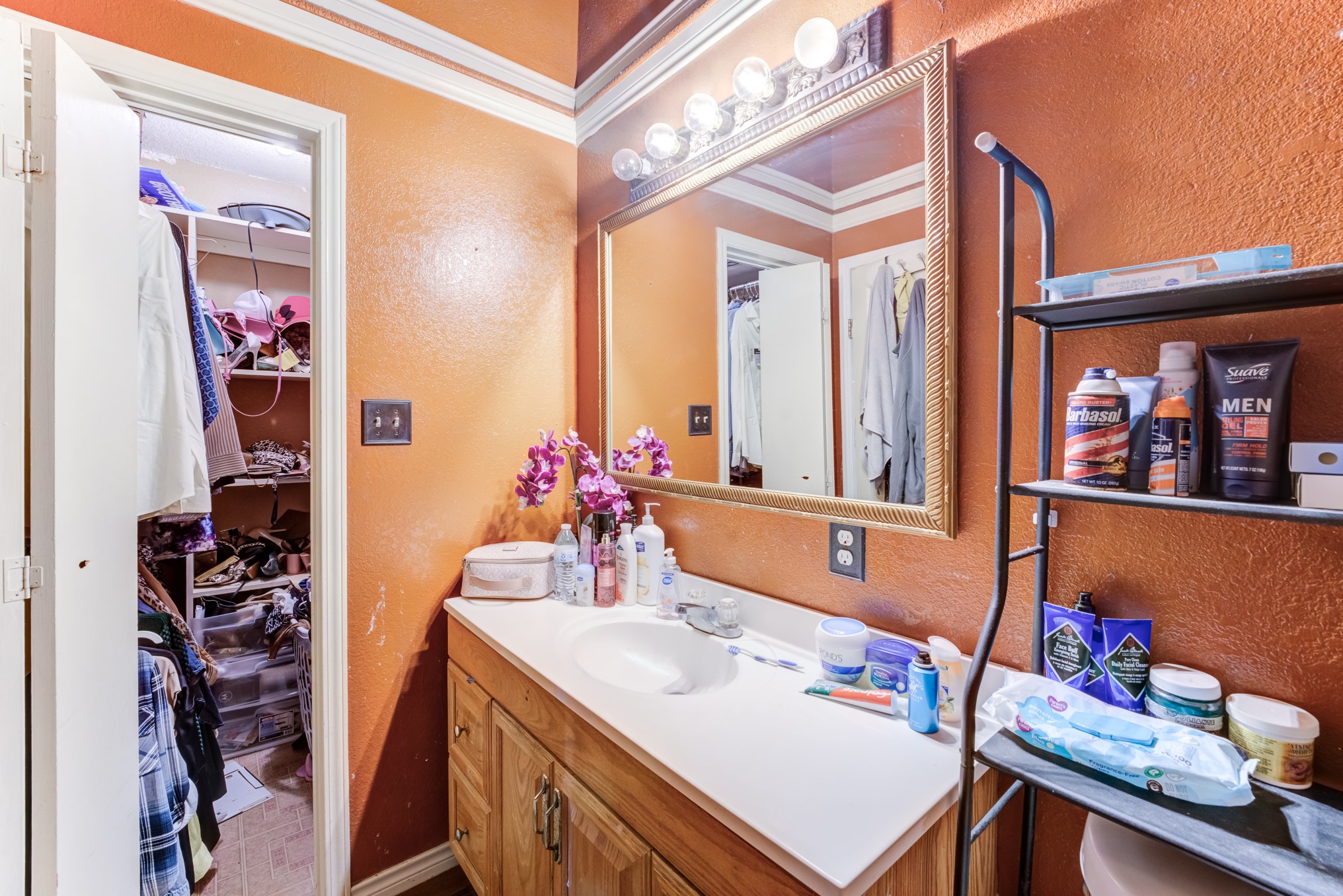 316 Hickman Lane Angleton, TX 77515 - Photo 23 of 48 a bathroom with a sink vanity and a mirror