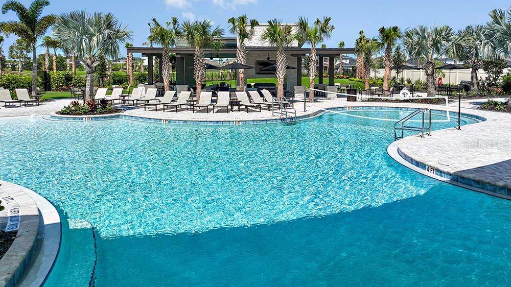 33314 Castaway Loop Wesley Chapel, FL 33543 - Photo 4 of 8 a view of swimming pool with outdoor seating and garden