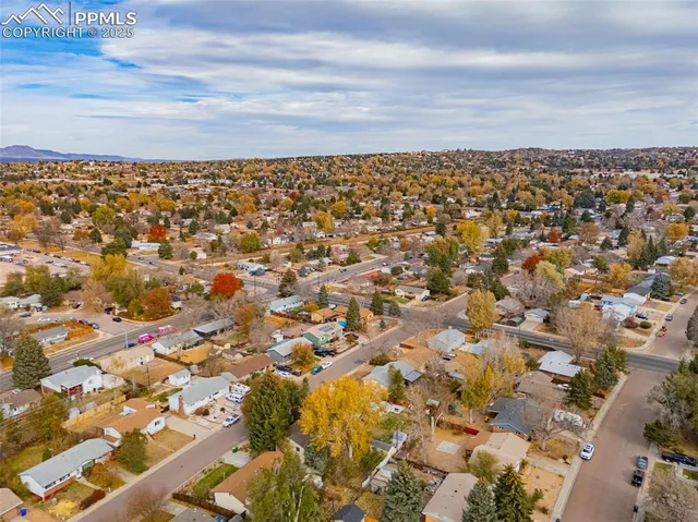 an aerial view of multiple house