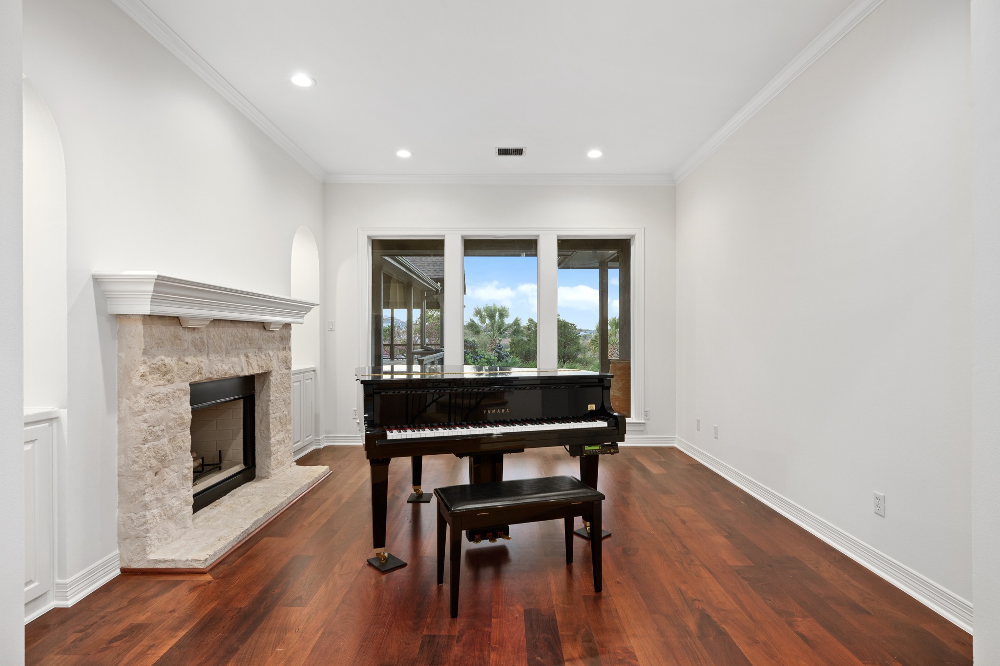 600 River Hills Road Austin, TX 78733 - Photo 14 of 40 Formal living/Flex as music room with windows overlooking pool