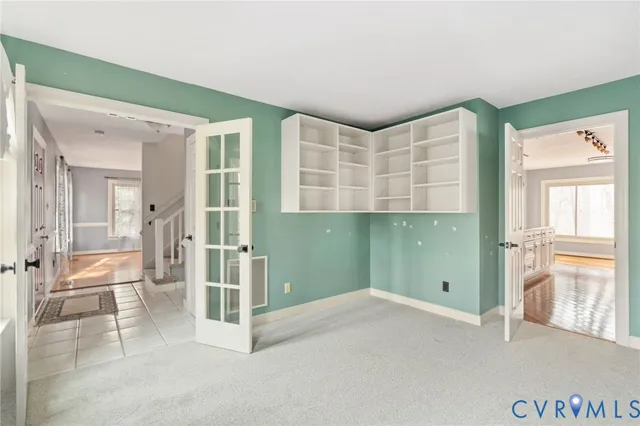 wooden floor and windows in a room