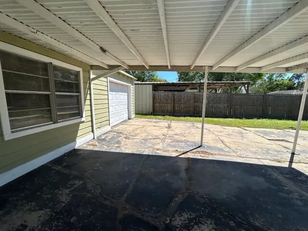 a swimming pool with an outdoor space