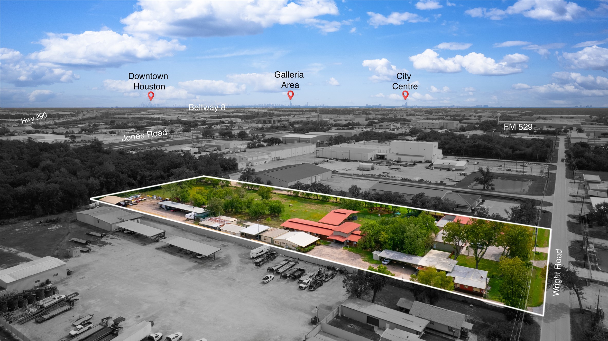 7438 Wright Road Houston, TX 77041 - Photo 48 of 50 Ariel view of the property, buildings and location.