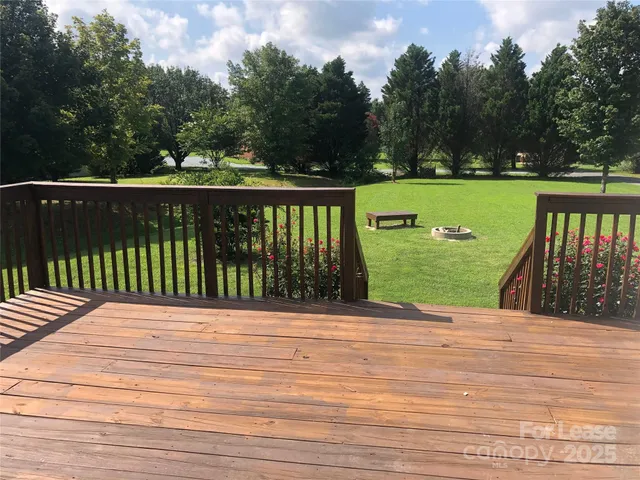 a view of a wooden deck