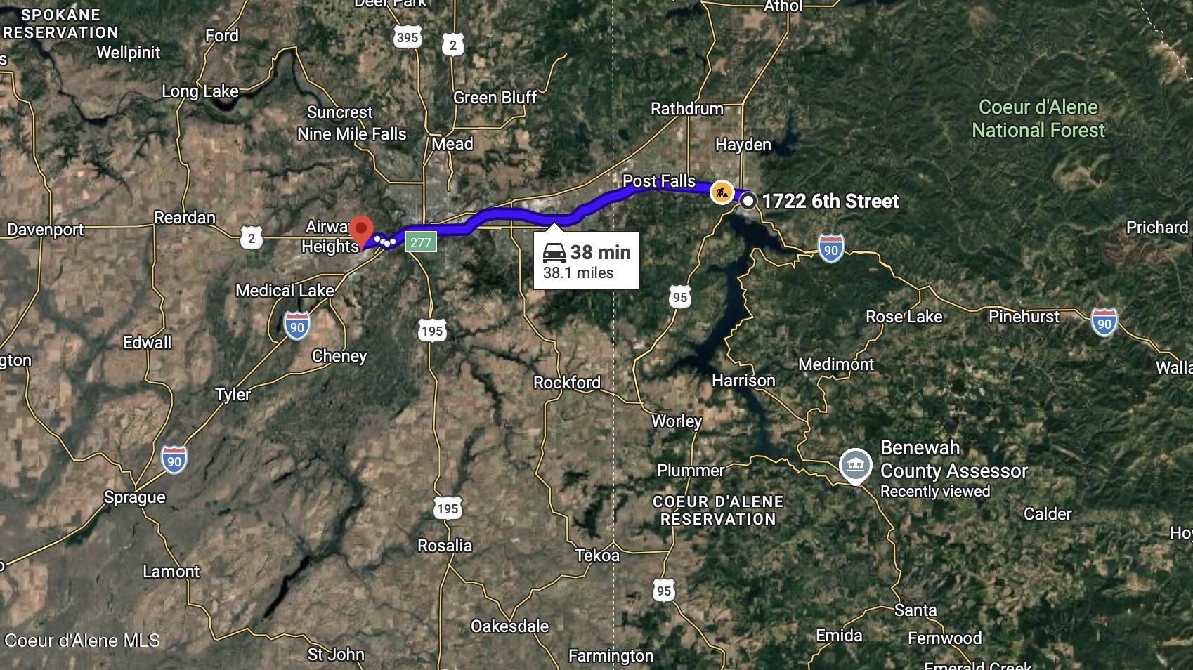 1722 6th Street Coeur D'Alene, ID 83814 - Photo 31 of 32 DISTANCE TO SPOKANE AIRPORT