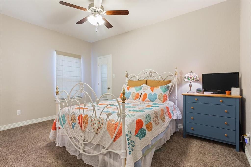 128 Creek Ridge Drive Waco, TX 76708 - Photo 28 of 40 Bedroom with carpet flooring, baseboards, and ceiling fan