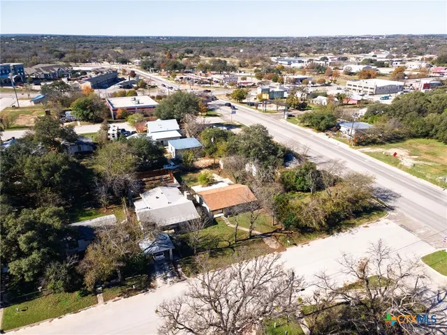 a city view with tall buildings