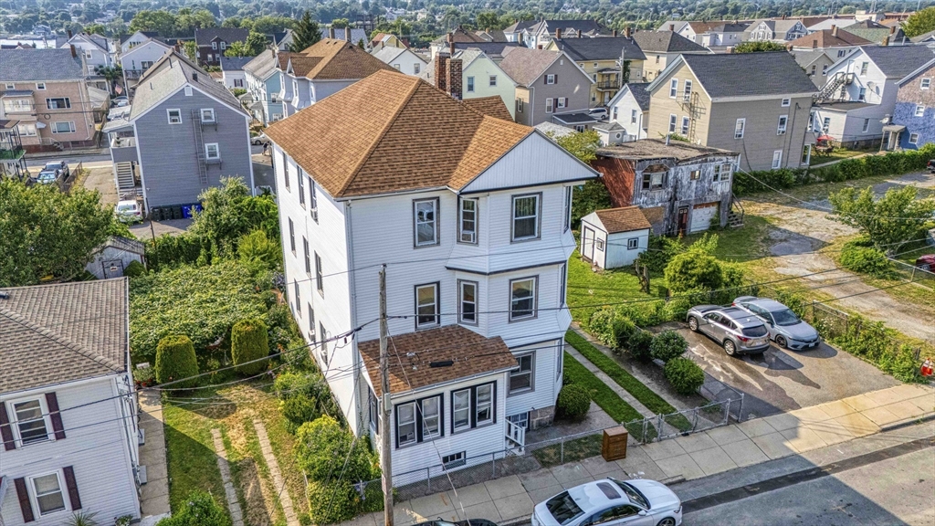 an aerial view of multiple houses