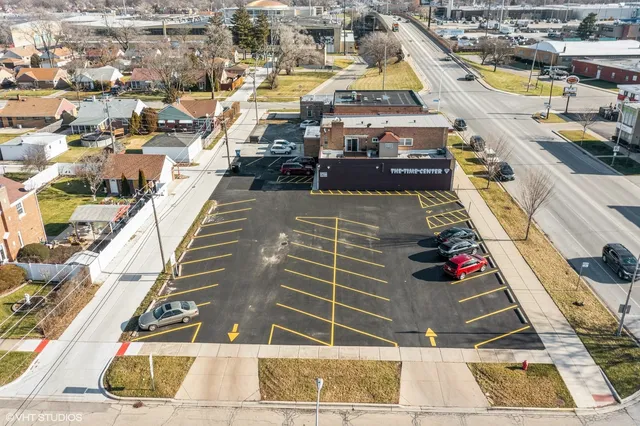 an aerial view of a city