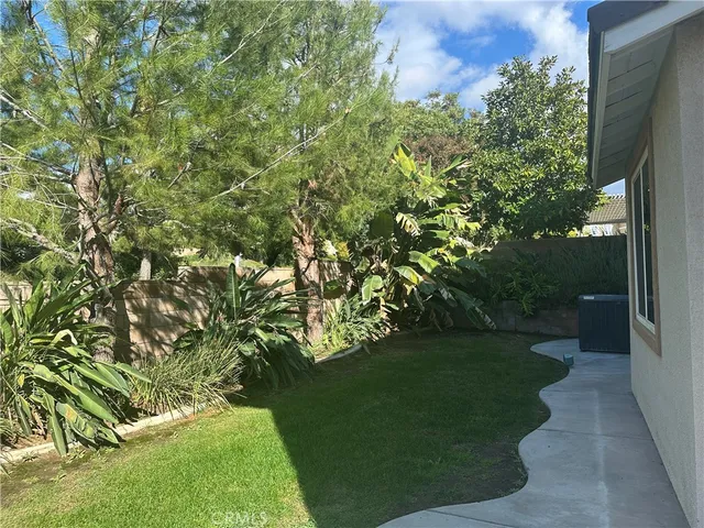 a view of yard from a corridor