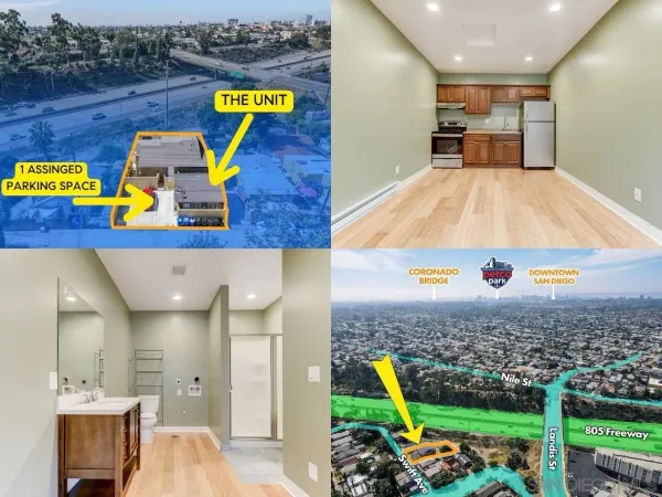 an aerial view of a swimming pool