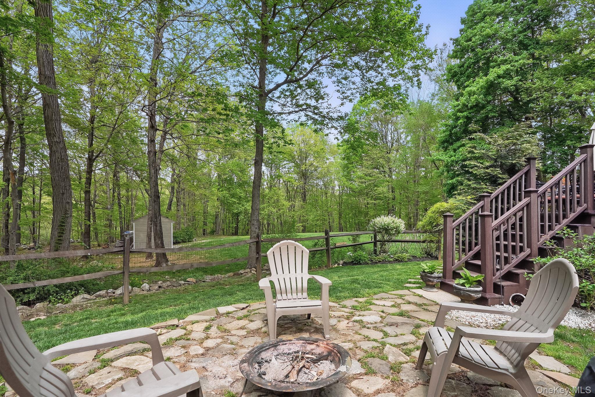 304 Church Road Putnam Valley, NY 10579 - Photo 44 of 50 View of patio / terrace featuring a fire pit, fence, and stairs