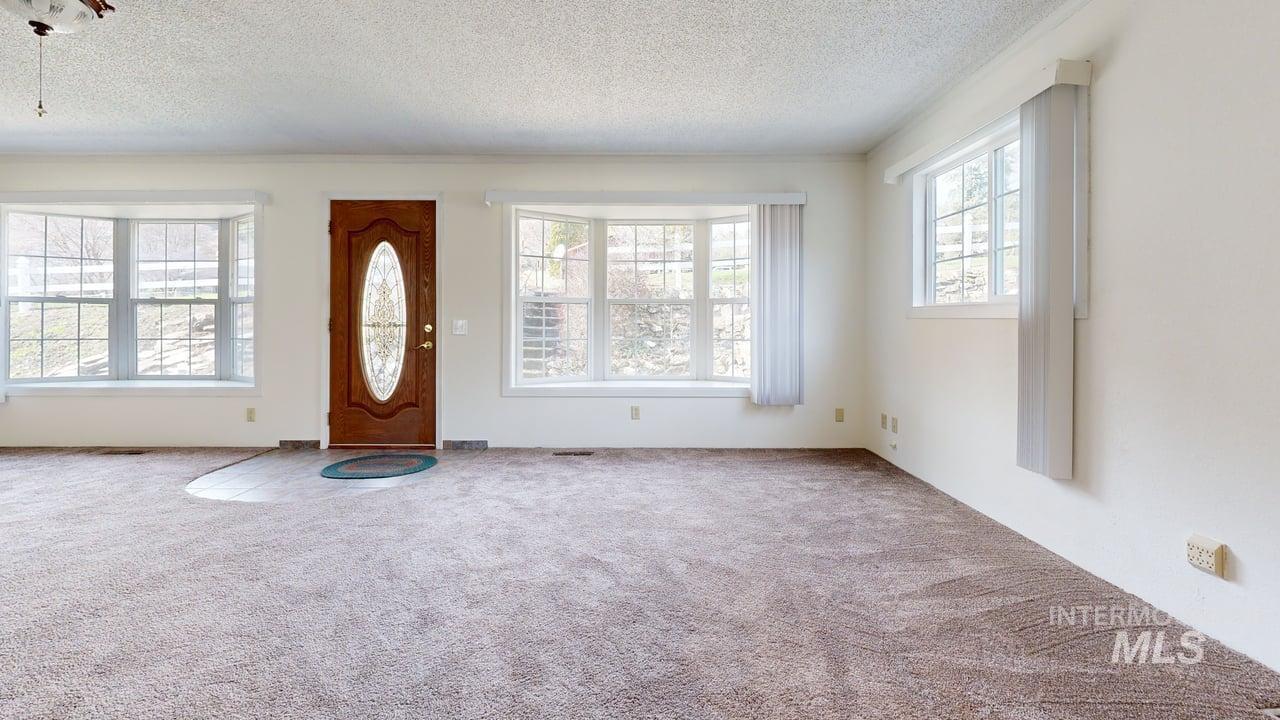196 Main Street Juliaetta, ID 83535 - Photo 8 of 27 Foyer featuring a textured ceiling and carpet floors