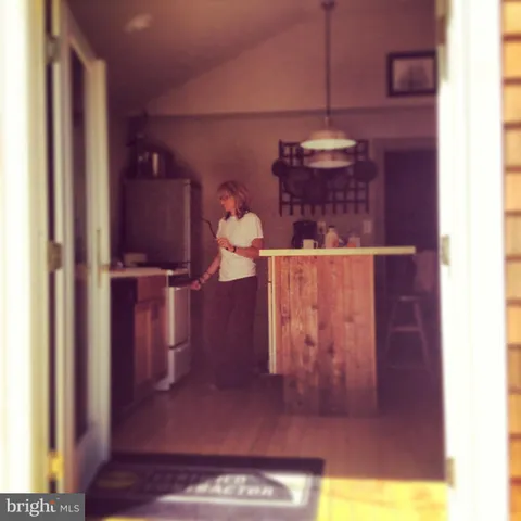 a view of a wooden door