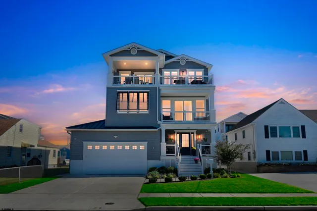 an aerial view of a building with parking space