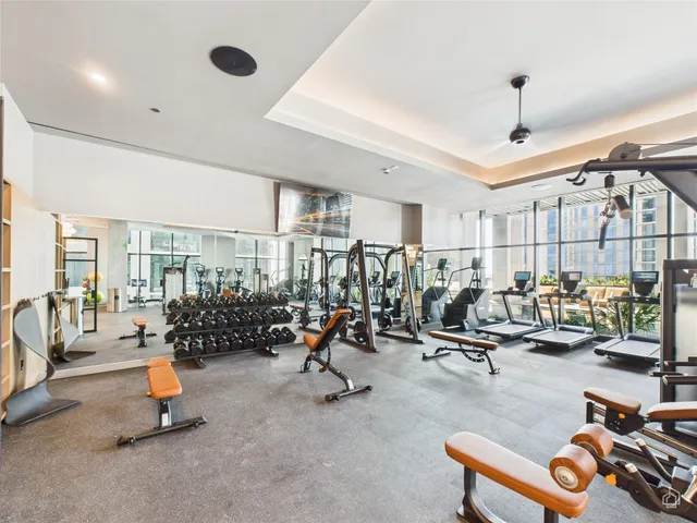 a room with gym equipment