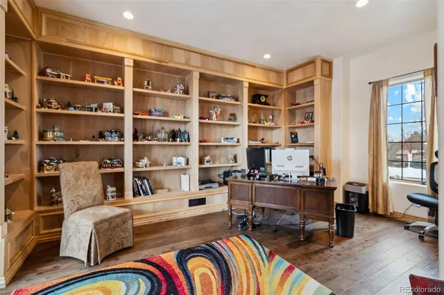 a workspace with furniture