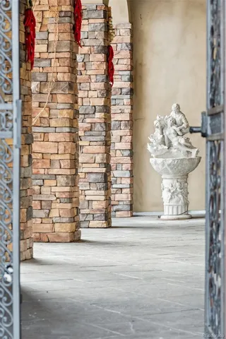 a view of swimming pool with seating space