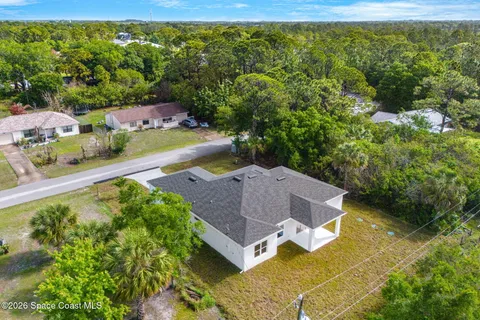 an aerial view of a house