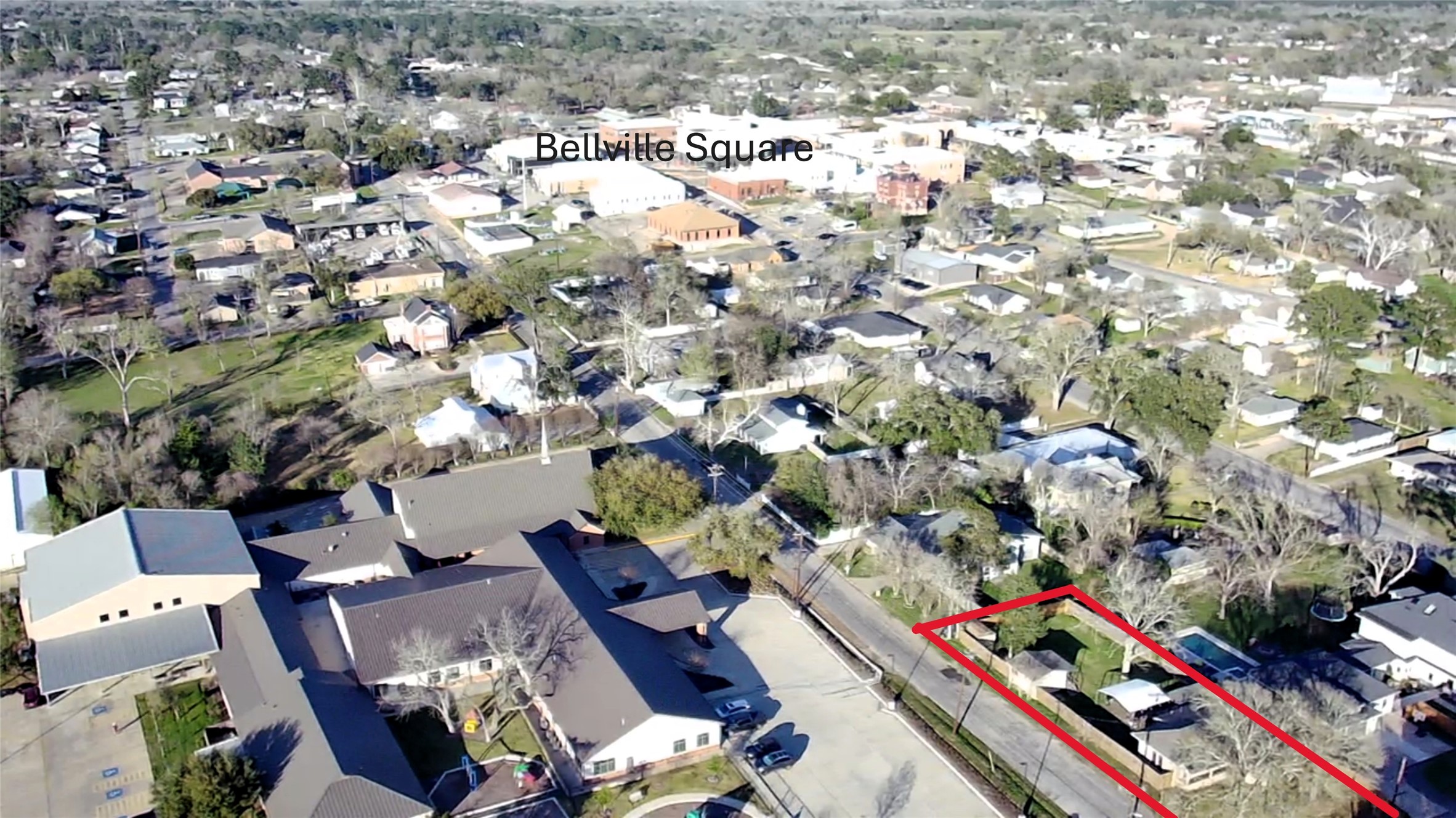 26 West Austin Street Bellville, TX 77418 - Photo 3 of 40 Aerial of home and historical downtown Bellville TX
