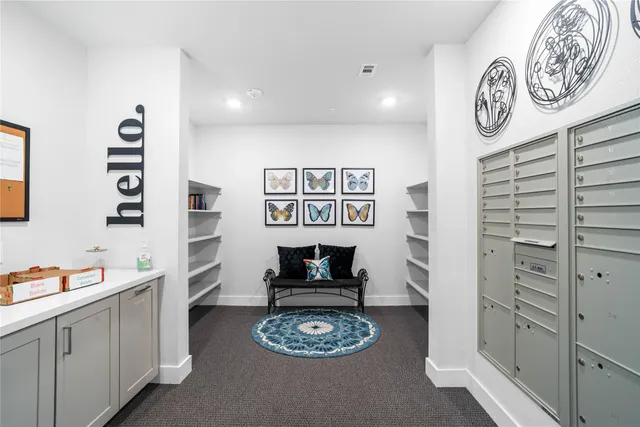 a room with gym equipment and a large window