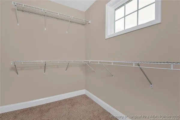an empty room with ceiling fan and windows