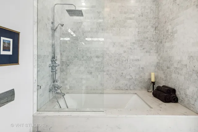 a bathroom with a bathtub