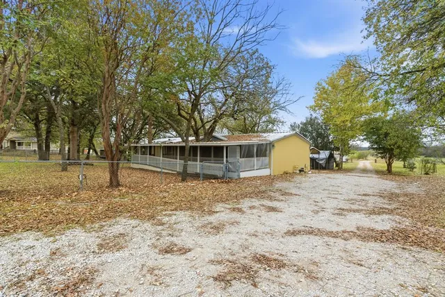 a view of a yard with a tree