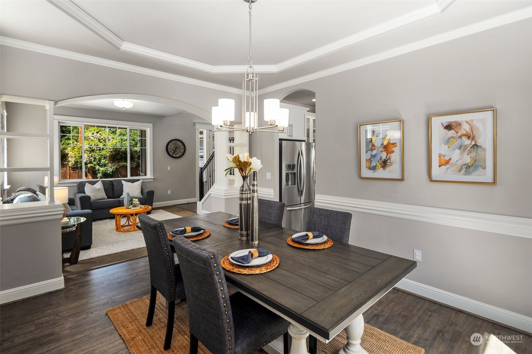 22817 Barker Road Bothell, WA 98021 - Photo 10 of 40 a view of a dining room with furniture and wooden floor