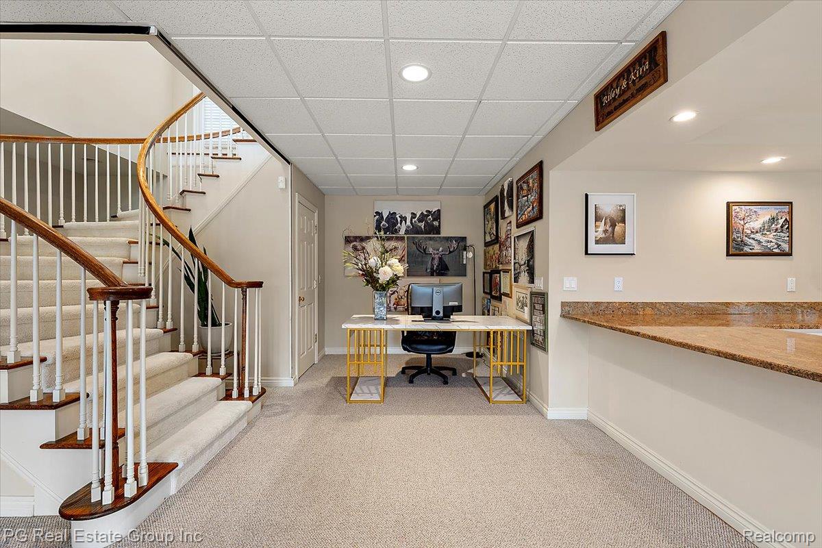 3571 Cedar Brook Drive Rochester, MI 48309 - Photo 45 of 57 Office area featuring a paneled ceiling, light colored carpet, and recessed lighting