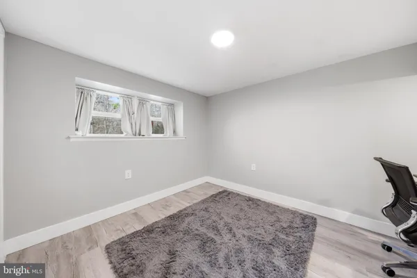 an empty room with a workspace