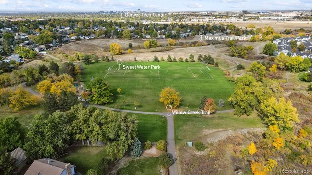 a view of a lake with a city view