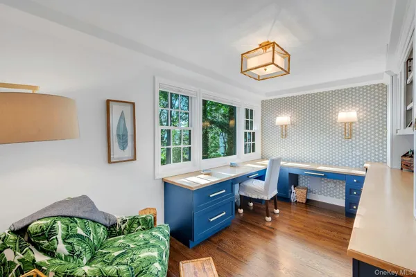 a room with a table and a window