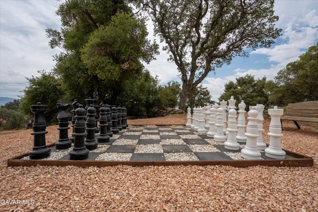 an aerial view of a house with a yard and a large tree