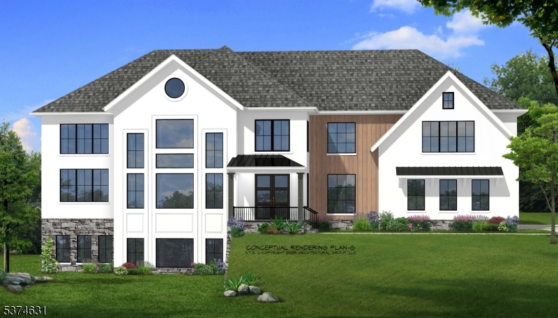 a view of a white house with a yard