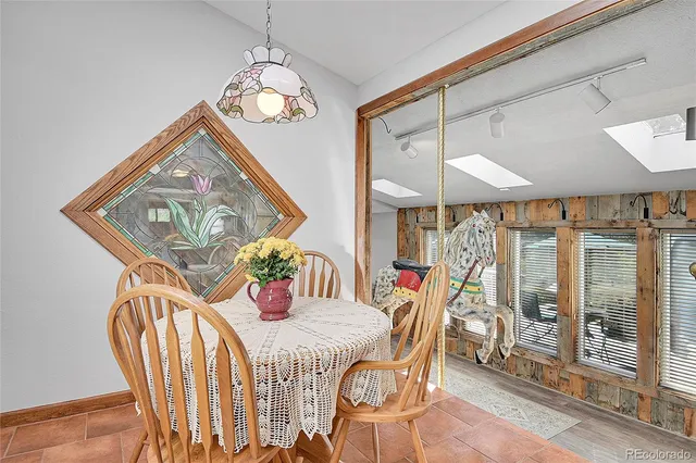 a view of front door with dining room