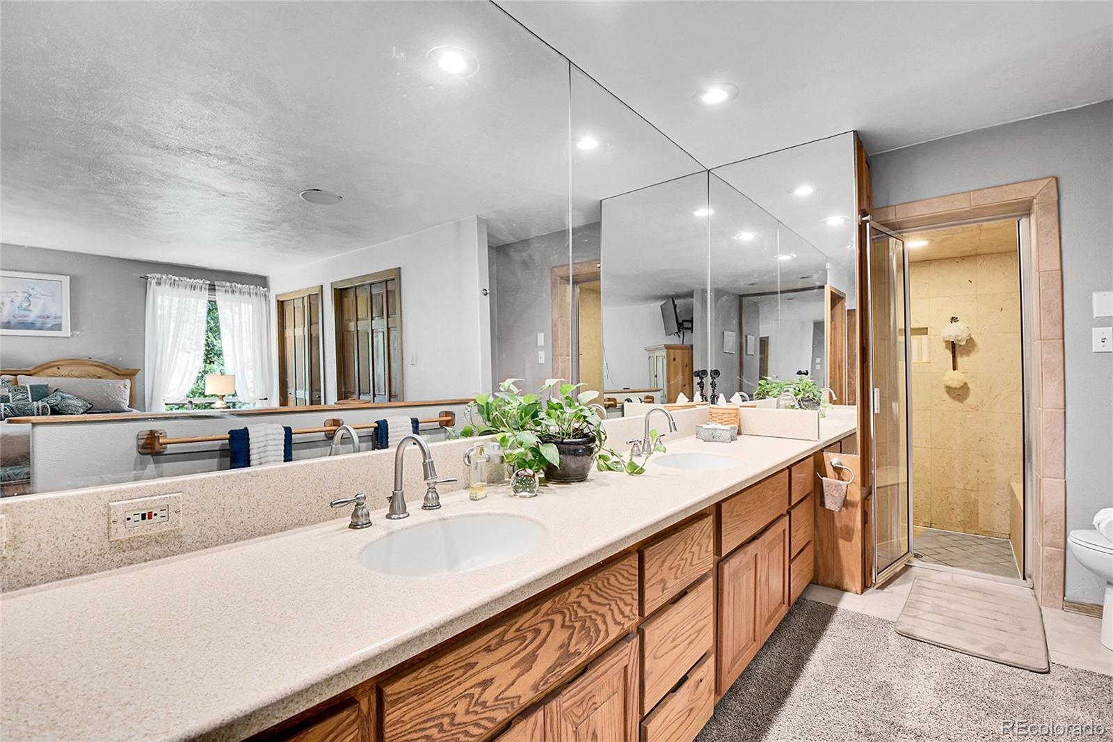 13082 South Wamblee Valley Road Conifer, CO 80433 - Photo 38 of 46 a bathroom with sink and mirror